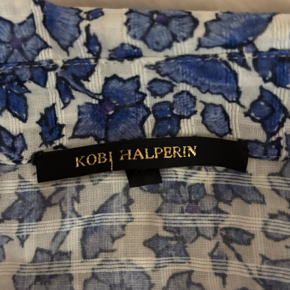 Kobi Halperin Blue Floral Tie-Waist Long Sleeve Midi  Dress - Picture 3 of 10